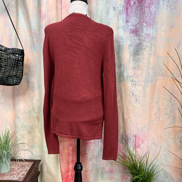 πPhilip Russel Rust Red Rayon Blend Button Down Cardigan - Picture 2 of 13